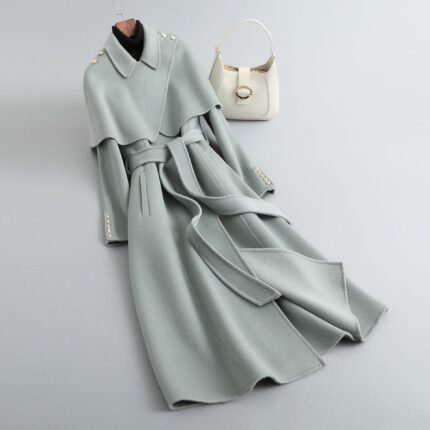 2025 autumn and winter new fashion cape woven wool coat women's skirt mid-length coat