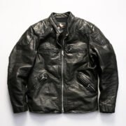 Spring and Autumn Beckham style full vegetable tanned cowhide leather jacket men's stand collar Ami khaki motorcycle leather jacket