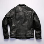 RL Dehua Mendoza genuine leather jacket men's lapel motorcycle imported full grain unpainted water-dyed calf leather jacket - Image 2