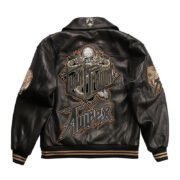 Plus size genuine leather flight suit jacket for men with lapel and thick foam leather New Zealand sheepskin hip-hop leather jacket - Image 6