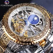 Men's stylish hollow retro carved automatic mechanical watch
