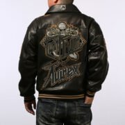 Plus size genuine leather flight suit jacket for men with lapel and thick foam leather New Zealand sheepskin hip-hop leather jacket - Image 4
