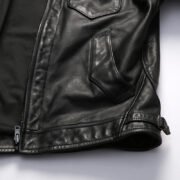 RL Dehua Mendoza genuine leather jacket men's lapel motorcycle imported full grain unpainted water-dyed calf leather jacket - Image 4