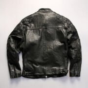 Spring and Autumn Beckham style full vegetable tanned cowhide leather jacket men's stand collar Ami khaki motorcycle leather jacket - Image 2