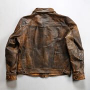 Replica RL Mendoza genuine leather jacket men's lapel multi-pocket washed retro distressed American yellow cowhide leather jacket - Image 3