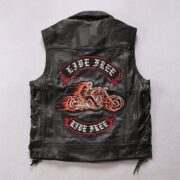 Leisure motorcycle leather vest men's club flame knight first layer cowhide vest - Image 2